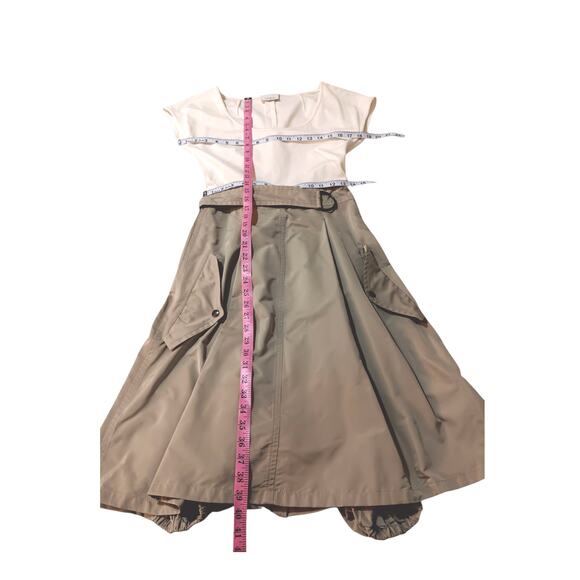 AKRIS PUNTO Mixed Media Dress Size 6 Snap Pockets Bubble Hem Utility Avant Garde - Picture 6 of 16